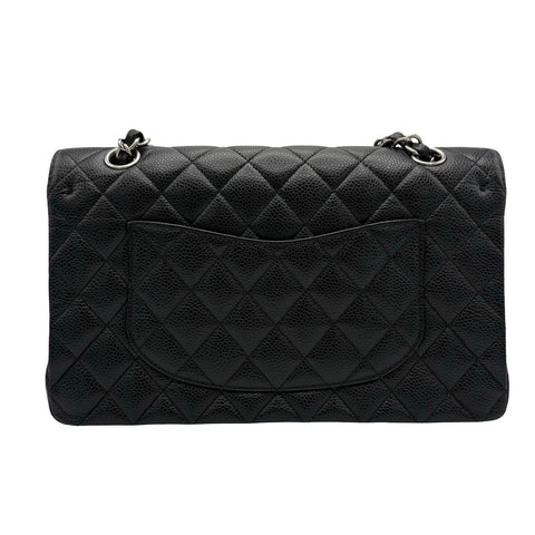 [Pre-owned] CHANEL Matelasse Double Flap Chain Shoulder Bag, 18 Series (2014), Black Caviar Skin, Used Bag