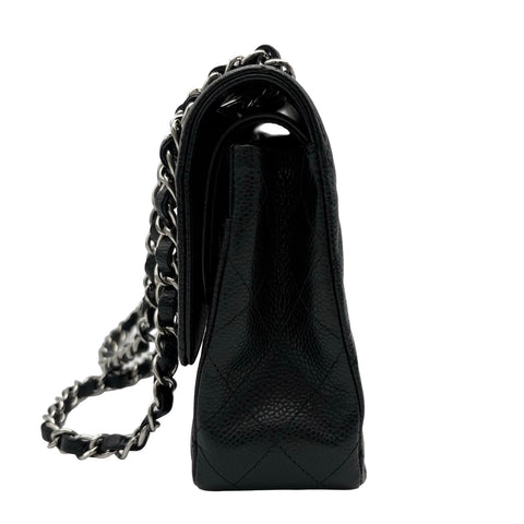 [Pre-owned] CHANEL Matelasse Double Flap Chain Shoulder Bag, 18 Series (2014), Black Caviar Skin, Used Bag