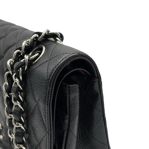 [Pre-owned] CHANEL Matelasse Double Flap Chain Shoulder Bag, 18 Series (2014), Black Caviar Skin, Used Bag