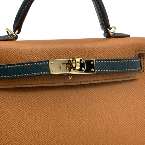 【中古】 Hermes エルメス MINI KELLY ミニケリー ショルダーバッグ U刻(2020年) ※イニシャル入り ゴールド/ヴェールシプレ エプソン 中古 USED バッグ