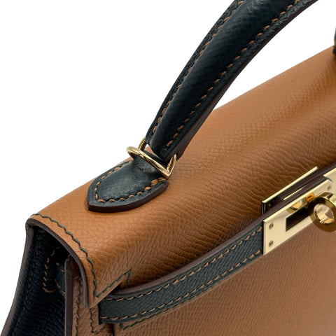 【中古】 Hermes エルメス MINI KELLY ミニケリー ショルダーバッグ U刻(2020年) ※イニシャル入り ゴールド/ヴェールシプレ エプソン 中古 USED バッグ