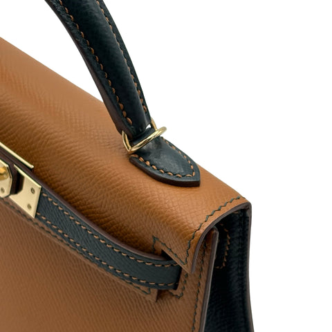 【中古】 Hermes エルメス MINI KELLY ミニケリー ショルダーバッグ U刻(2020年) ※イニシャル入り ゴールド/ヴェールシプレ エプソン 中古 USED バッグ