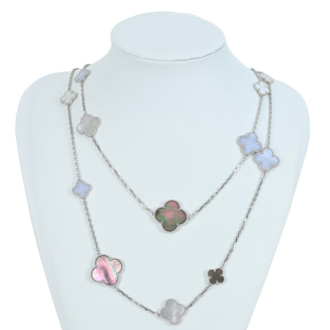 [Pre-owned] Van Cleef & Arpels K18WG MAGIC ALHAMBRA NECKLACE, Long Necklace, 16 motifs, 72g