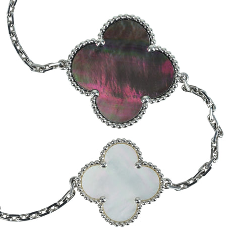 [Pre-owned] Van Cleef & Arpels K18WG MAGIC ALHAMBRA NECKLACE, Long Necklace, 16 motifs, 72g
