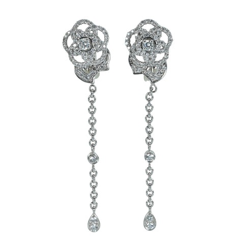 [Pre-owned] CHANEL K18WG Diamond Camellia Earrings 5.6g