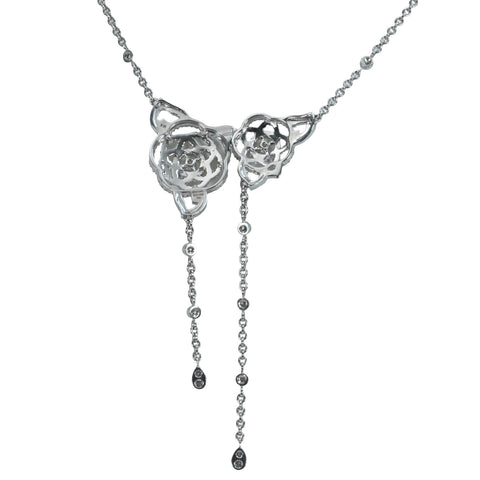 [Pre-owned] CHANEL K18WG Diamond Camellia Pendant Necklace 12.9g