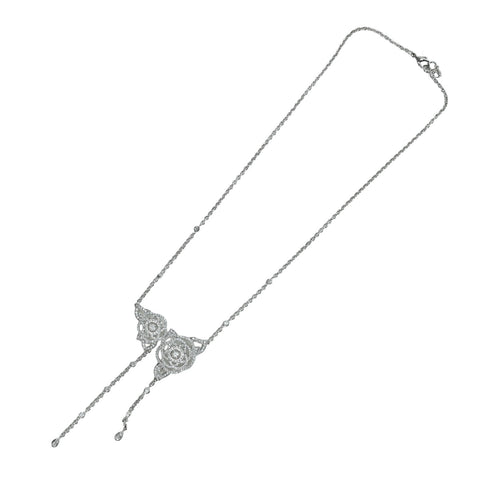 [Pre-owned] CHANEL K18WG Diamond Camellia Pendant Necklace 12.9g