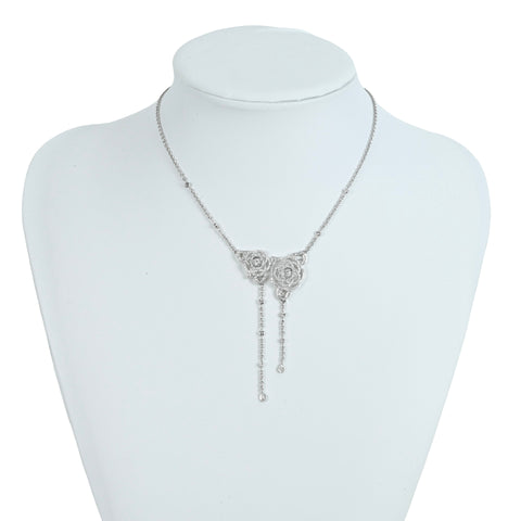 [Pre-owned] CHANEL K18WG Diamond Camellia Pendant Necklace 12.9g