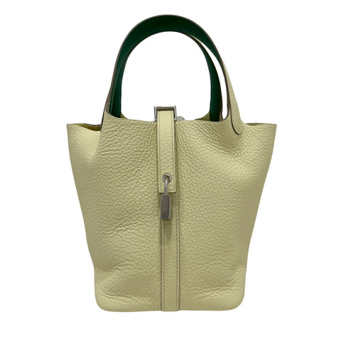 【Nuevo a estrenar】 Hermes Picotin Eclat PM, bolso, sello W (2024), Jaune Milton/Vert Vertigo, piel Taurillon Clemence, nuevo a estrenar.