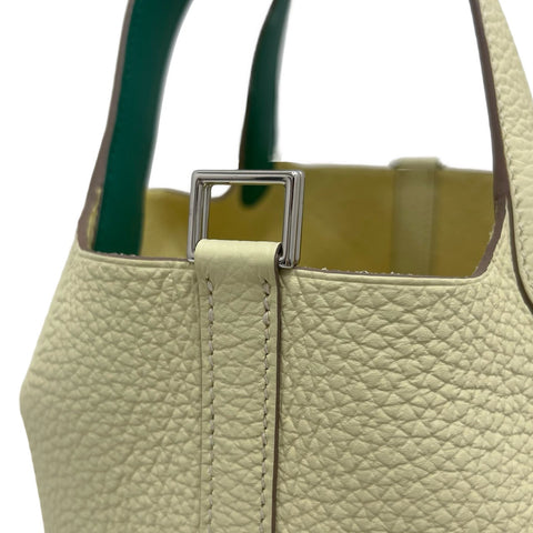【Nuevo a estrenar】 Hermes Picotin Eclat PM, bolso, sello W (2024), Jaune Milton/Vert Vertigo, piel Taurillon Clemence, nuevo a estrenar.