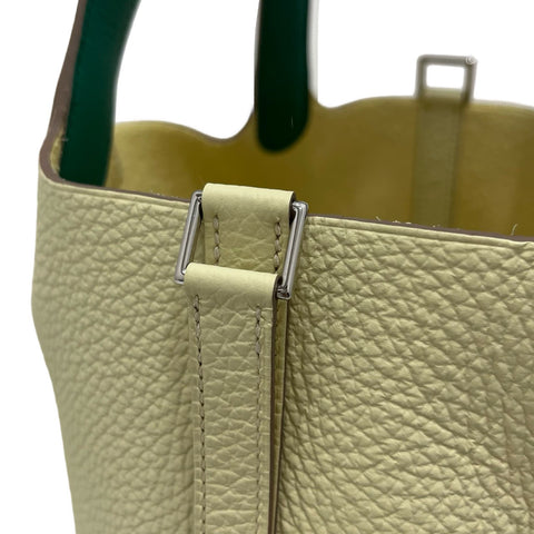 【Nuevo a estrenar】 Hermes Picotin Eclat PM, bolso, sello W (2024), Jaune Milton/Vert Vertigo, piel Taurillon Clemence, nuevo a estrenar.