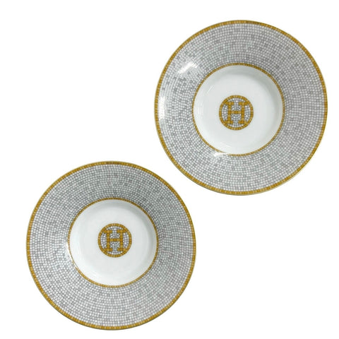 [Unused] Hermes Coffee Cup &amp; Saucer  Gold, Accessories, White/Yellow, Porcelain, Cup, Saucer, Tableware, Unused (Display Item)
