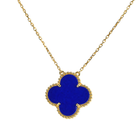 [Excellent Condition] Van Cleef & Arpels 18K Yellow Gold Magic Alhambra Blue Sèvres Pendant Necklace, Paris Exclusive, 6.7g