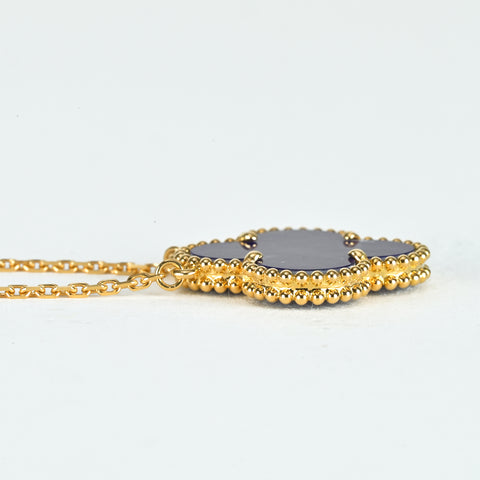 [Excellent Condition] Van Cleef & Arpels 18K Yellow Gold Magic Alhambra Blue Sèvres Pendant Necklace, Paris Exclusive, 6.7g