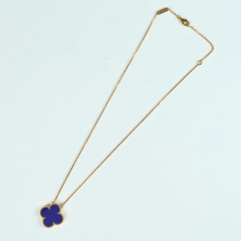 [Excellent Condition] Van Cleef & Arpels 18K Yellow Gold Magic Alhambra Blue Sèvres Pendant Necklace, Paris Exclusive, 6.7g