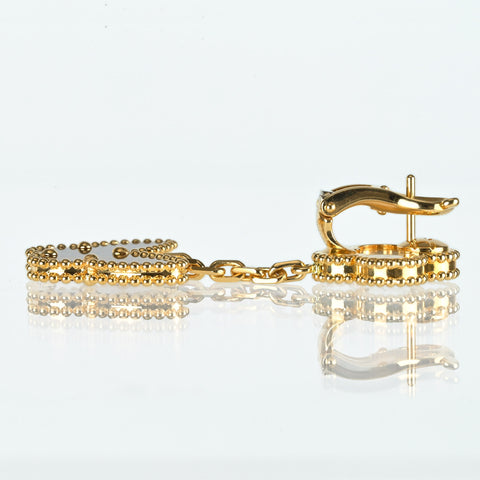 【新品未使用品】Van Cleef ＆ Arpels ヴァンクリーフ＆アーペル Lucky Alhambra Papillon 2 motifs ラッキーアルハンブラ 2モチーフイヤリング K18YG マザーオブパール/タイガーアイピアス 13.6g