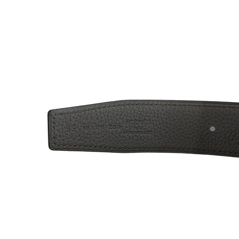 【Nuevo a estrenar】 Hermes Hebilla de cinturón «H» Accesorios Negro/Gris Meyer Piel de becerro box Nuevo a estrenar