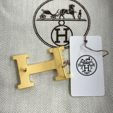 【Nuevo a estrenar】 Hermes Hebilla de cinturón «H» Accesorios Negro/Gris Meyer Piel de becerro box Nuevo a estrenar