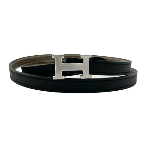 【Brand New】 Hermes Belt Buckle "Mini H" Accessory Black/Etoupe Swift/Epsom Brand New