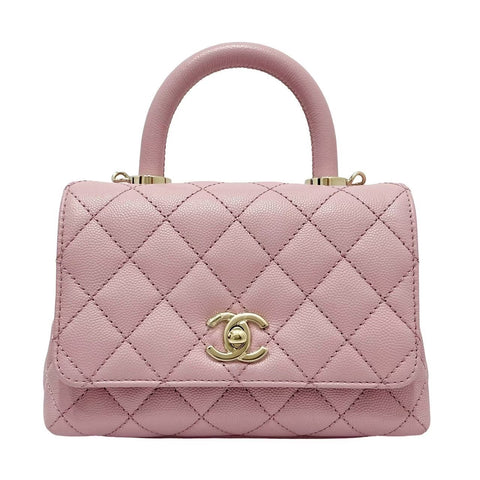 [Excellent Condition] CHANEL COCO HANDLE XXS Handbag, IC Chip (2021-Present), Pink Caviar Skin, Pre-owned