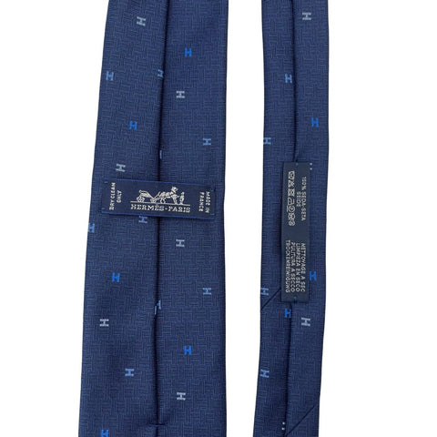 [Brand New/Unused] Hermes Silk Tie "Spread H" H339418T 02 Tie Marine/Bleu Roi/Ciel 100% Silk New 8