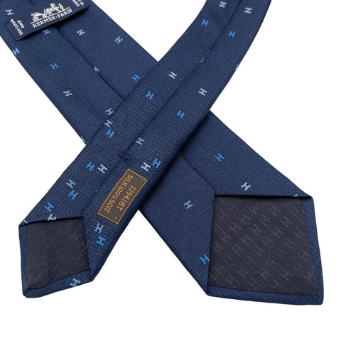 [Brand New/Unused] Hermes Silk Tie "Spread H" H339418T 02 Tie Marine/Bleu Roi/Ciel 100% Silk New 8