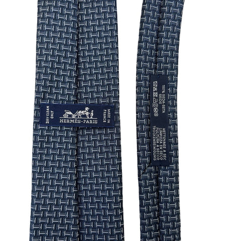 【新品未使用】 Hermes エルメス シルクタイ《カンテ》H336290T ネクタイ マリン、グレー系 絹100％ 新品①