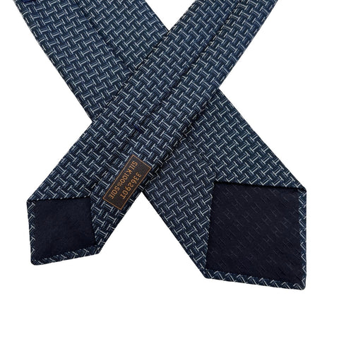 【新品未使用】 Hermes エルメス シルクタイ《カンテ》H336290T ネクタイ マリン、グレー系 絹100％ 新品①