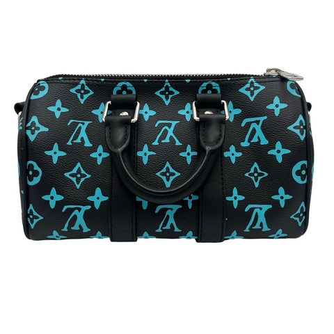 【中古】 LOUIS VUITTON ルイ・ヴィトン KEEPALL25 キーポル25 ショルダーバッグ ICチップ ブラック/ブルー系 キャンバス 中古  USED バッグ