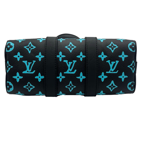 【中古】 LOUIS VUITTON ルイ・ヴィトン KEEPALL25 キーポル25 ショルダーバッグ ICチップ ブラック/ブルー系 キャンバス 中古  USED バッグ