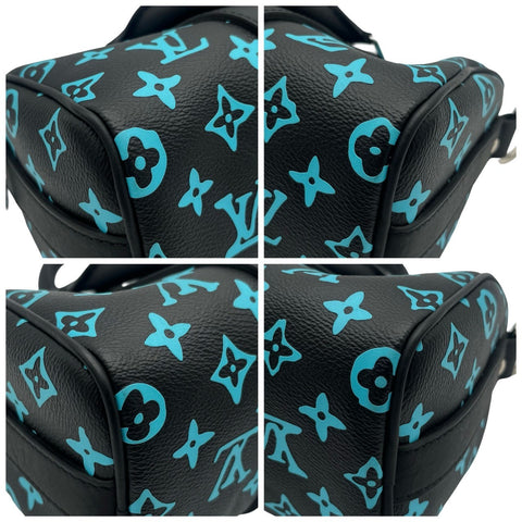 【中古】 LOUIS VUITTON ルイ・ヴィトン KEEPALL25 キーポル25 ショルダーバッグ ICチップ ブラック/ブルー系 キャンバス 中古  USED バッグ
