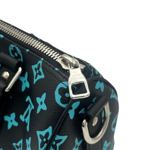 【中古】 LOUIS VUITTON ルイ・ヴィトン KEEPALL25 キーポル25 ショルダーバッグ ICチップ ブラック/ブルー系 キャンバス 中古  USED バッグ
