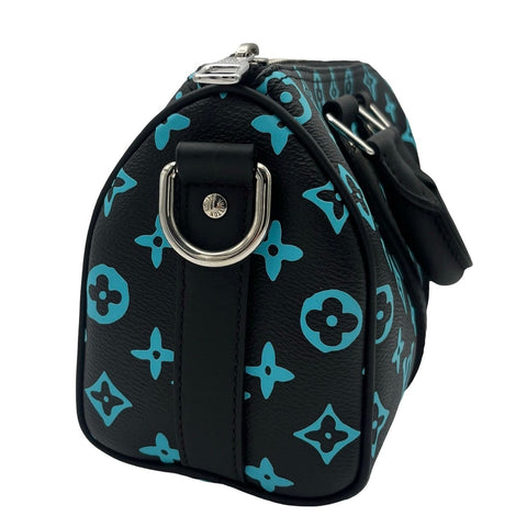 【中古】 LOUIS VUITTON ルイ・ヴィトン KEEPALL25 キーポル25 ショルダーバッグ ICチップ ブラック/ブルー系 キャンバス 中古  USED バッグ
