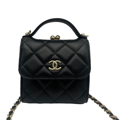 【Usado】 CHANEL CHAINWALLET cartera de cadena con cierre de boquilla número aleatorio (2021~) piel de becerro negra Bolso USADO