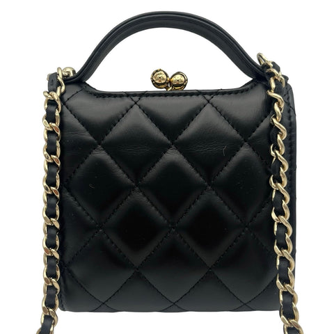 【Usado】 CHANEL CHAINWALLET cartera de cadena con cierre de boquilla número aleatorio (2021~) piel de becerro negra Bolso USADO