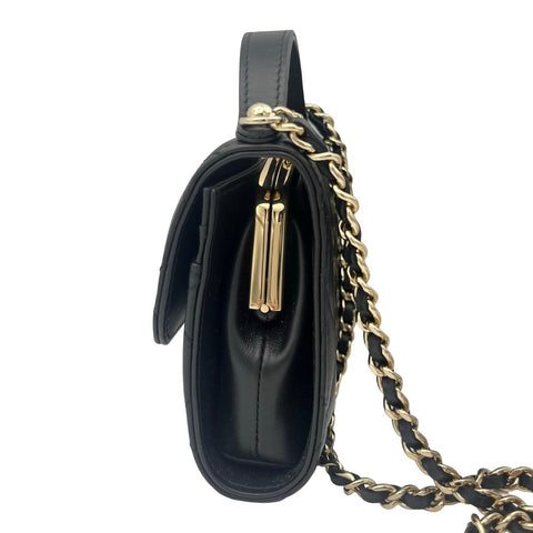【Usado】 CHANEL CHAINWALLET cartera de cadena con cierre de boquilla número aleatorio (2021~) piel de becerro negra Bolso USADO