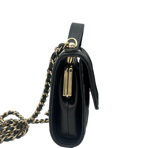【Usado】 CHANEL CHAINWALLET cartera de cadena con cierre de boquilla número aleatorio (2021~) piel de becerro negra Bolso USADO