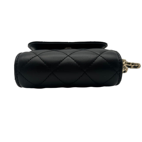【Usado】 CHANEL CHAINWALLET cartera de cadena con cierre de boquilla número aleatorio (2021~) piel de becerro negra Bolso USADO