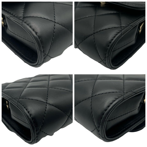 【Usado】 CHANEL CHAINWALLET cartera de cadena con cierre de boquilla número aleatorio (2021~) piel de becerro negra Bolso USADO