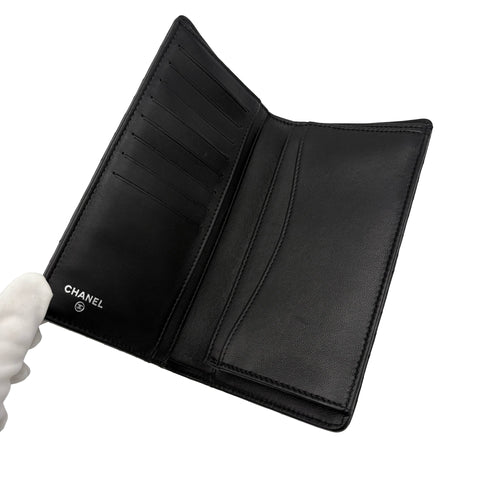 [Pre-owned] CHANEL So Black V-Stitch Long Wallet, Black Lambskin, Pre-owned