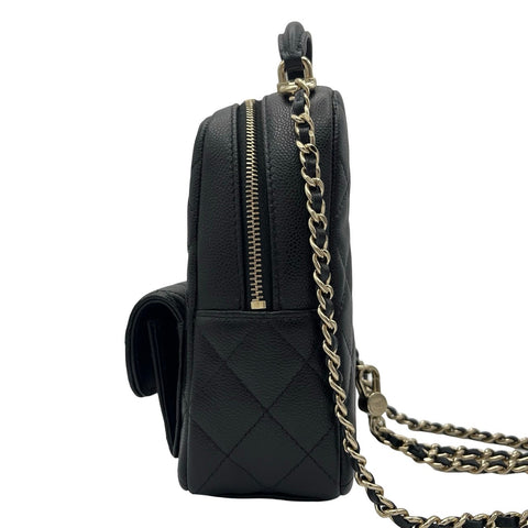 【Usado】 CHANEL Mochila BACKPACK, número de serie aleatorio (a partir de 2021), piel de caviar negra, USADO, Bolso
