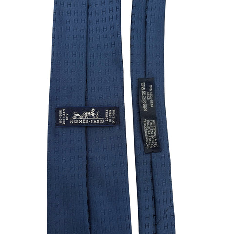 【新品未使用】 Hermes エルメス  ネクタイ H織りタイ 7 cm 《ファソネ H》 小物 ブルー系 絹100％ 新品未使用 indigo SILK 16
