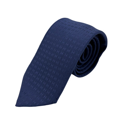 [New and unused] Hermes tie, H woven tie 7 cm "Faconnee H", blue tones, 100% silk, new and unused 17