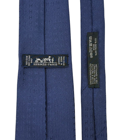 [New and unused] Hermes tie, H woven tie 7 cm "Faconnee H", blue tones, 100% silk, new and unused 17
