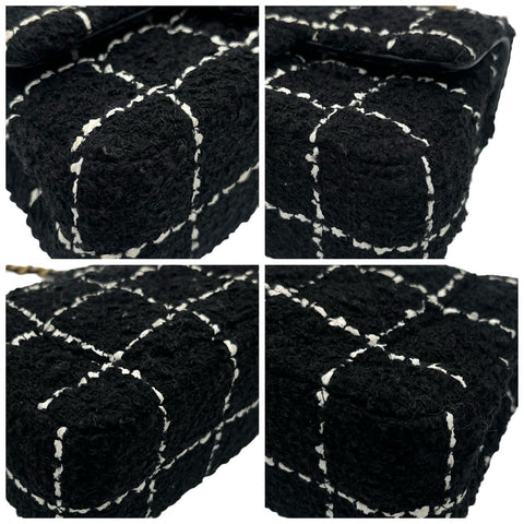 【中古】 CHANEL シャネル TWEED MINI MATELASSE ツイードミニマトラッセ ショルダーバッグ ランダム番(2023年～) ブラック/ホワイト ツイード 中古 USED バッグ