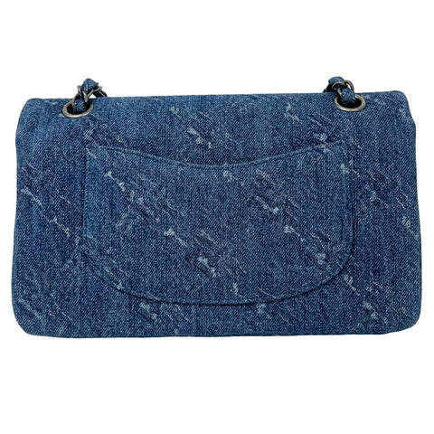 【中古】 CHANEL シャネル WFLAP SHOULDERBAG Wフラップ ショルダーバッグ 28番台(2019年) ブルー DENIM 中古 ダブルフラップ バッグ