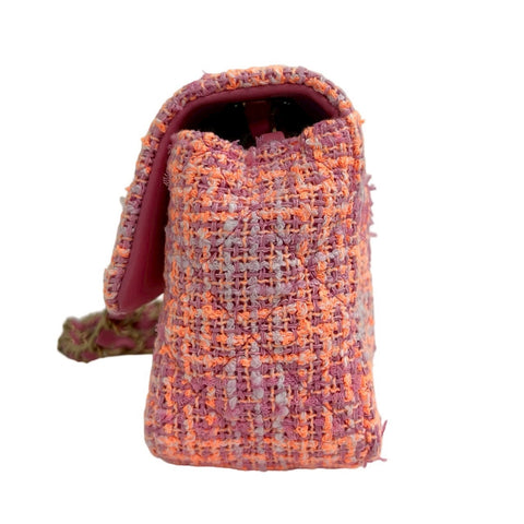 【美品】 CHANEL シャネル MINI MATELASSE ミニマトラッセ ショルダーバッグ ランダム番(2024年) ピンク/オレンジ ツイード 中古 USED バッグ