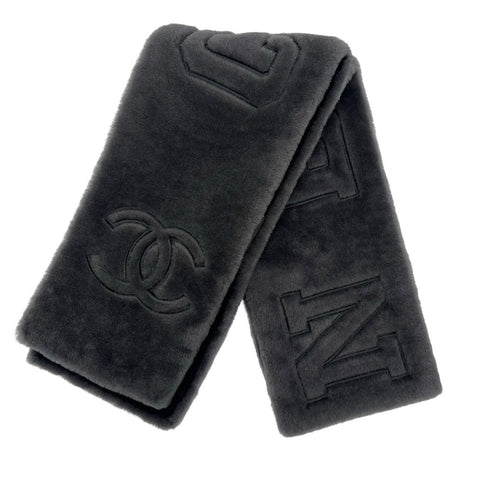 【Usado】 CHANEL MOUTON MUFFLER Bufanda de piel de cordero Accesorios Gris Piel de cordero Bufanda