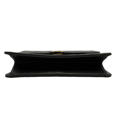【中古】 CHANEL シャネル PUSHLOCKSHOULDERBAG プッシュロック ショルダーバッグ 5番台(1999‐2000年) ブラック ラムスキン 中古 USED バッグ