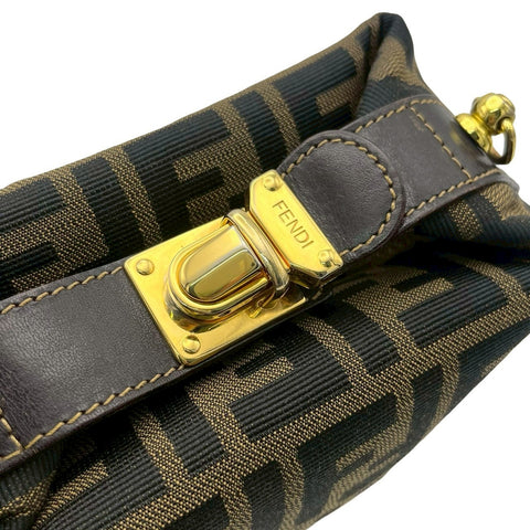 【中古】 FENDI フェンディ VANITY BAG バニティバッグ ズッカ柄 ポーチ ハンドバッグ ブラウン キャンバス 中古 USED バッグ